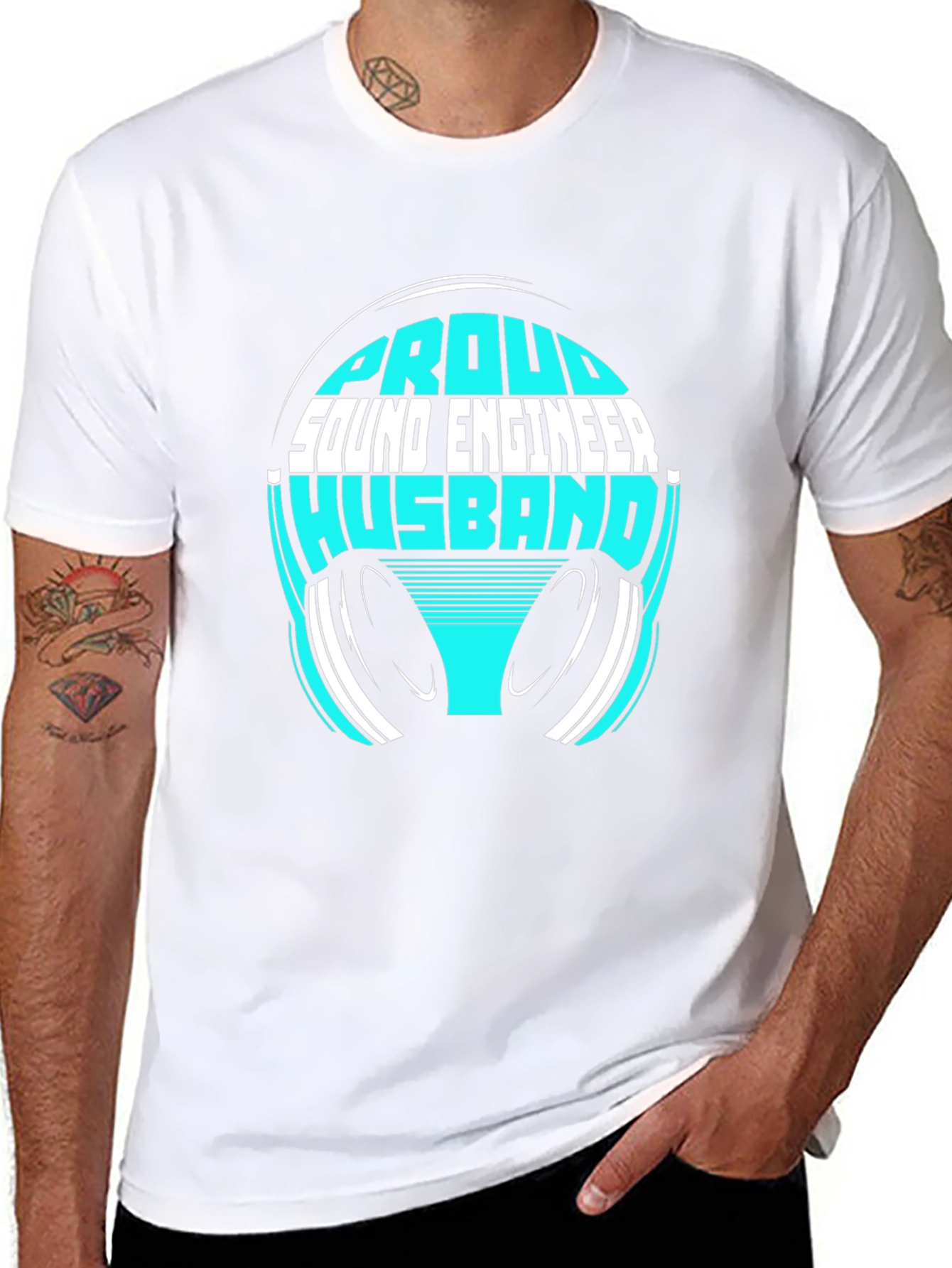Camiseta Negra Proud Sound Engineer Husband