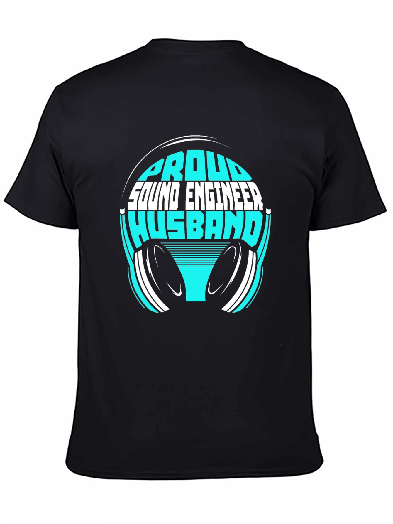 Camiseta Negra Proud Sound Engineer Husband