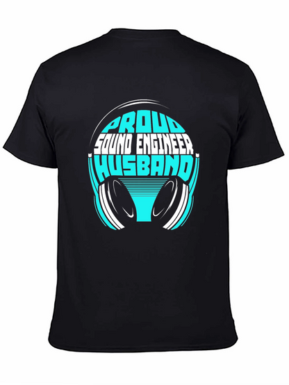 Camiseta Negra Proud Sound Engineer Husband