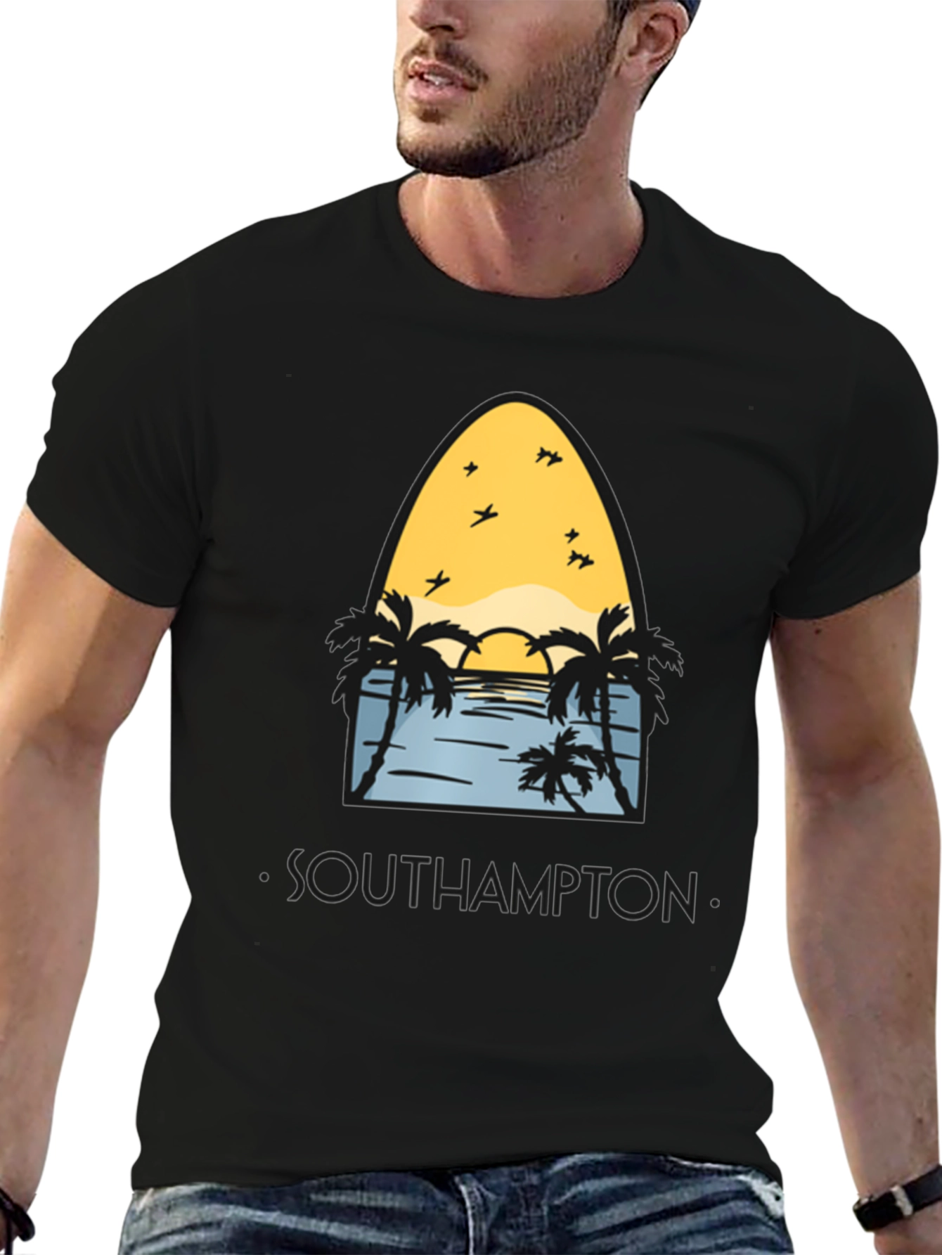 Camiseta Negra Southampton Estilo Surfista