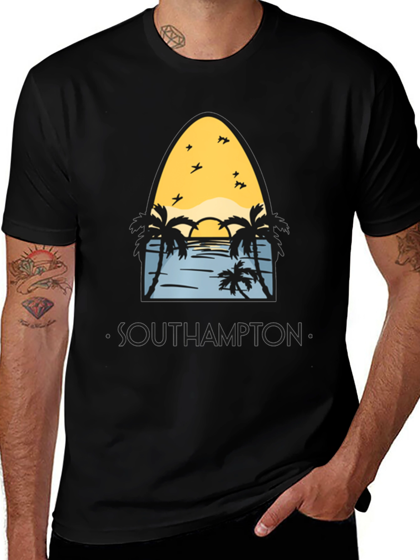 Camiseta Negra Southampton Estilo Surfista
