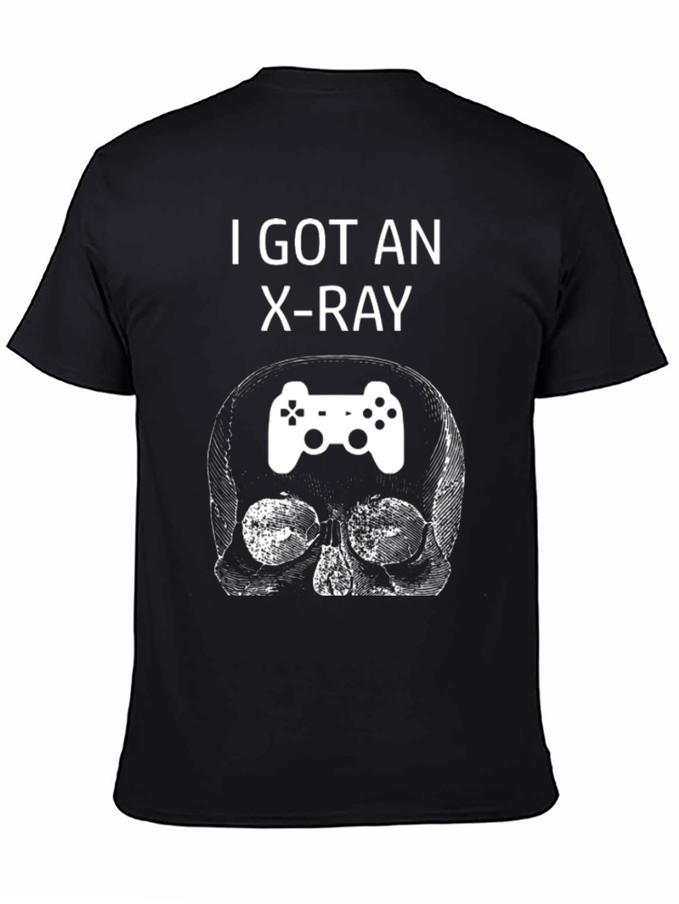 Camiseta Negra con Diseño de Calavera Gamer Rayos X