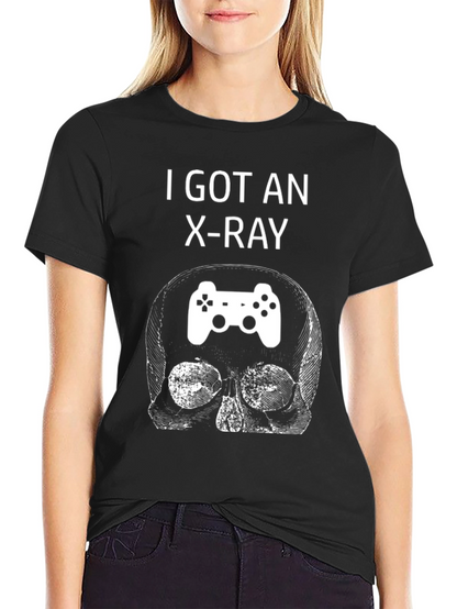 Camiseta Negra con Diseño de Calavera Gamer Rayos X