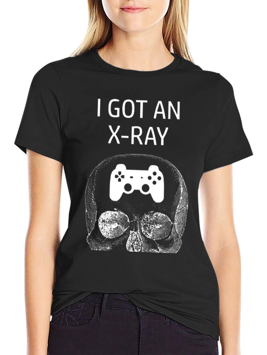 Camiseta Negra con Diseño de Calavera Gamer Rayos X