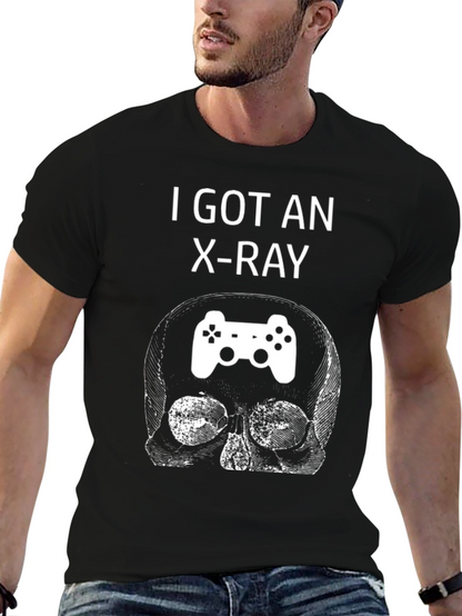 Camiseta Negra con Diseño de Calavera Gamer Rayos X