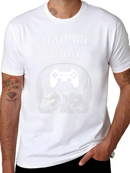 Camiseta Negra con Diseño de Calavera Gamer Rayos X