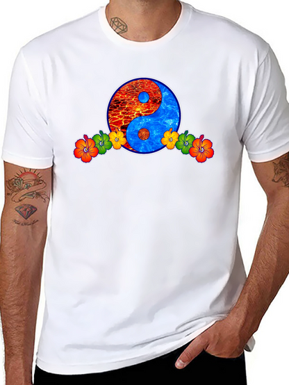 Camiseta Yin Yang Floral - Fuego y Agua
