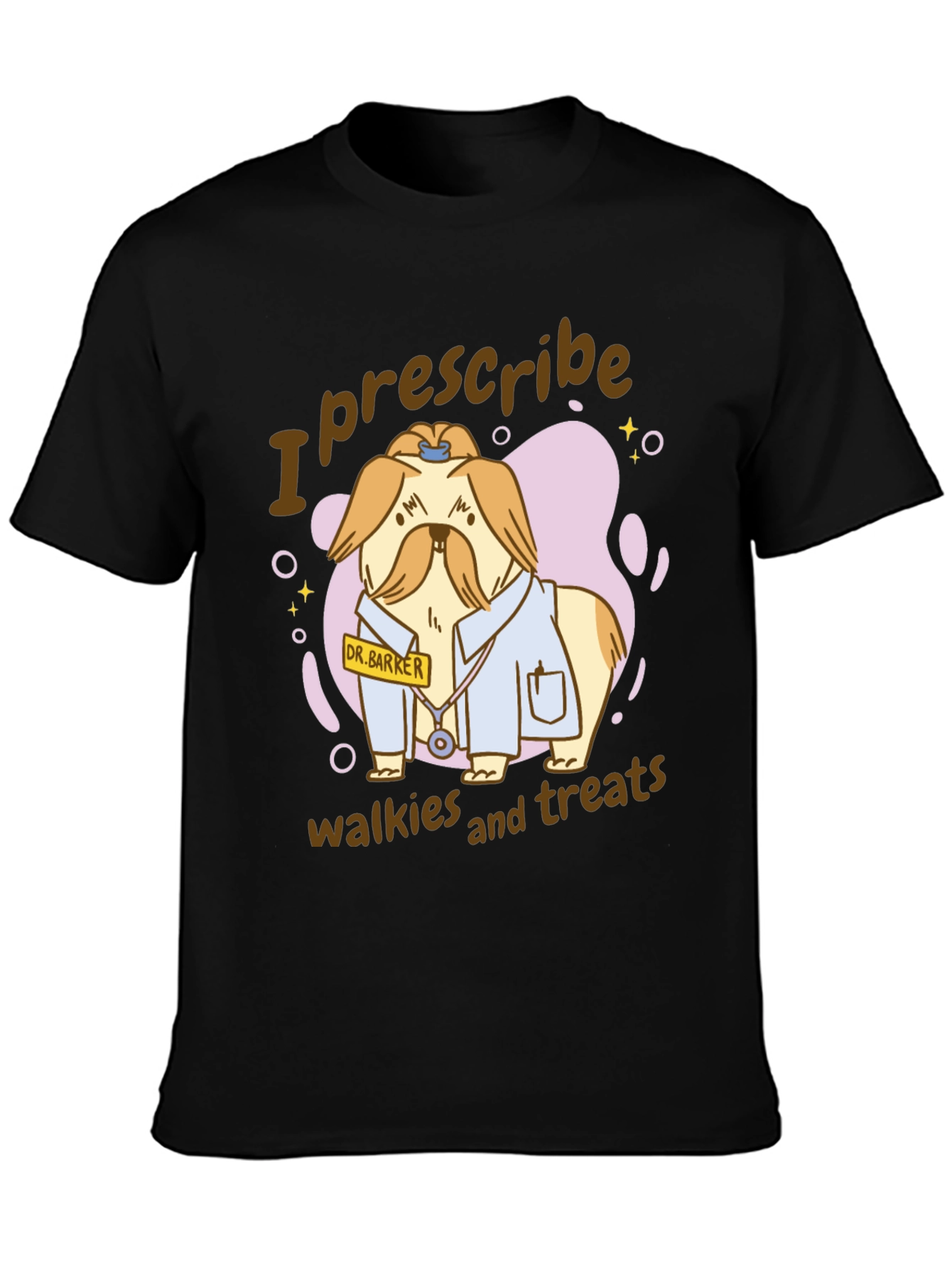 Camiseta Negra con Diseño de Perro Doctor