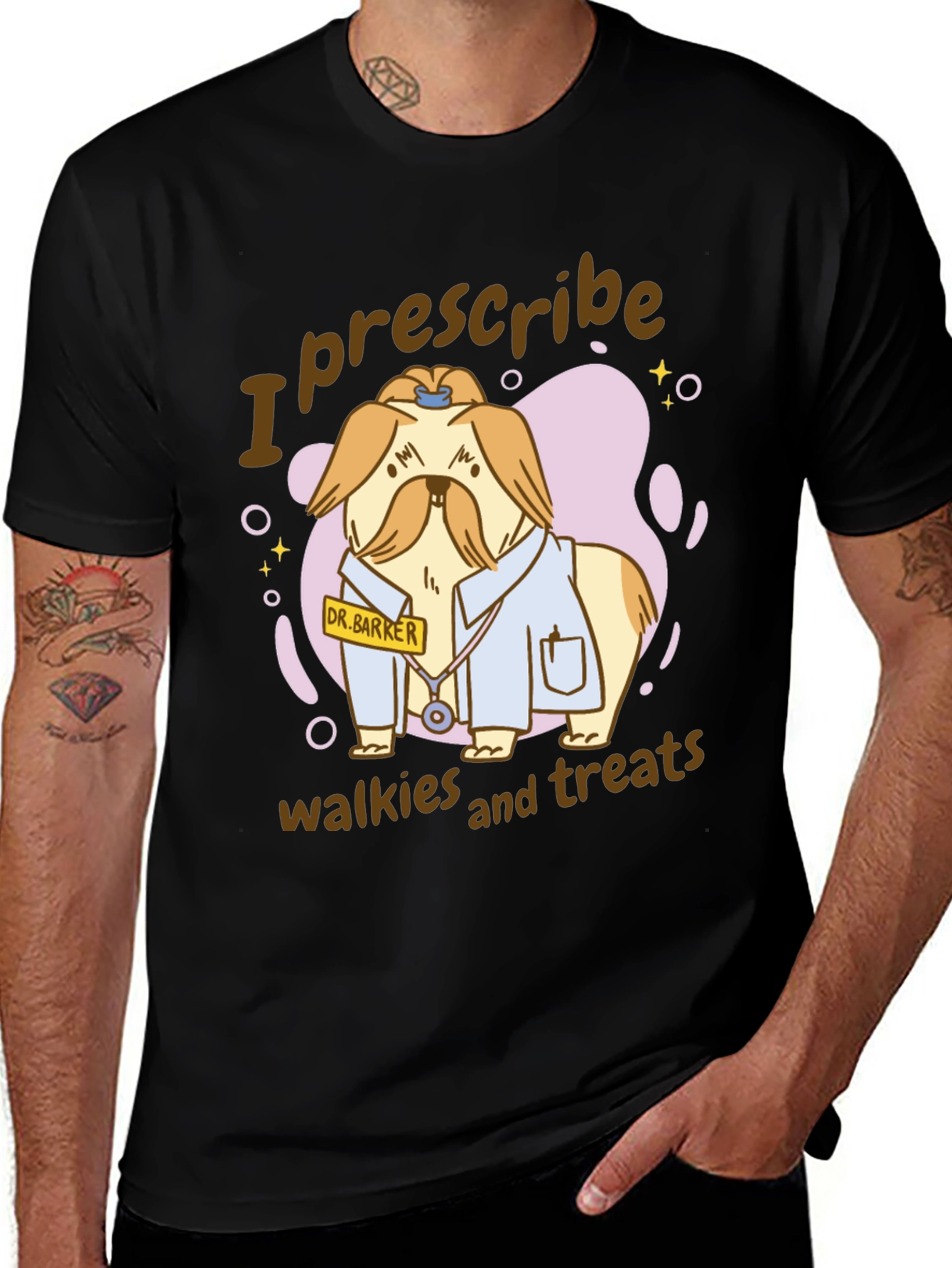 Camiseta Negra con Diseño de Perro Doctor