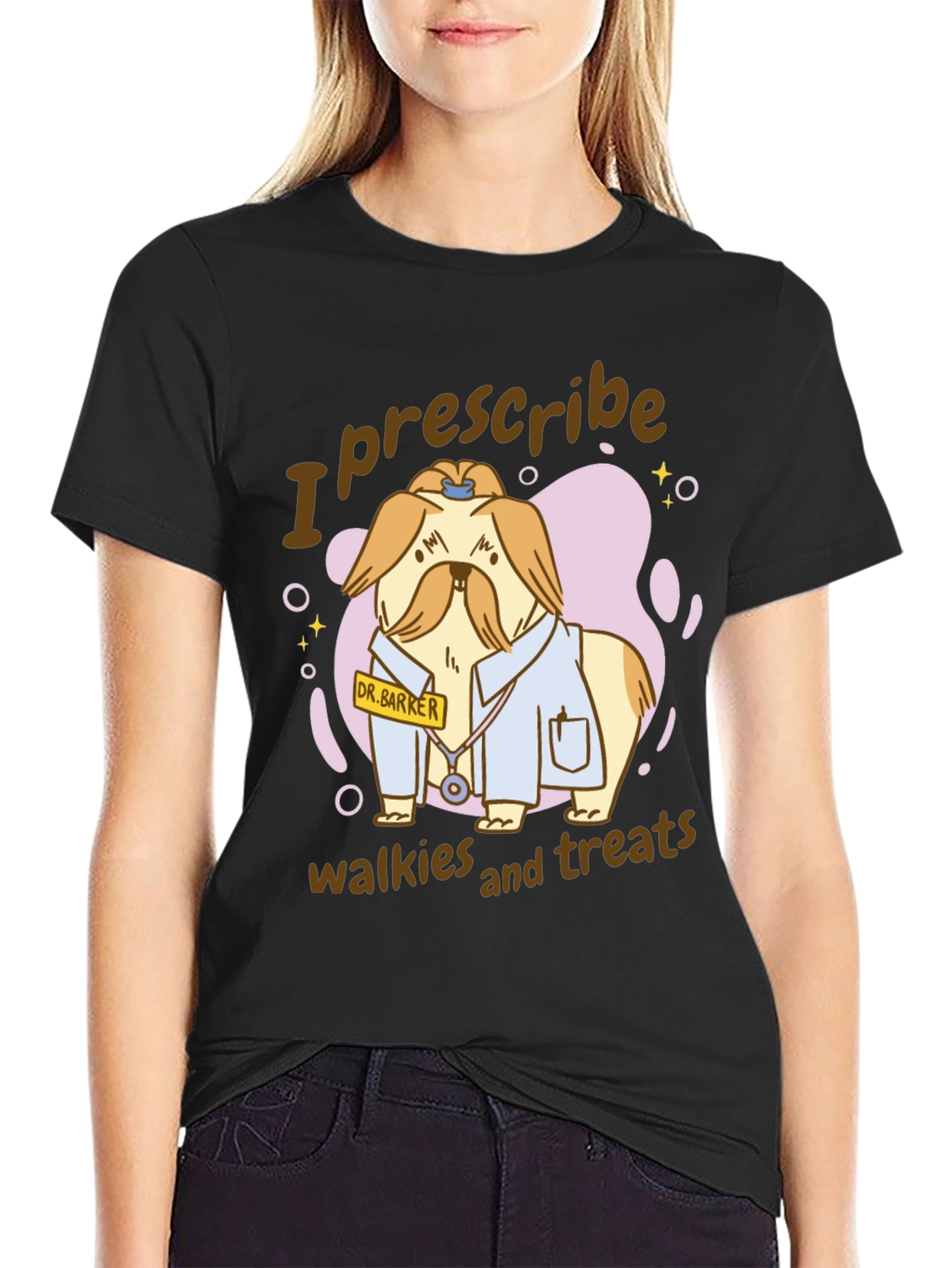 Camiseta Negra con Diseño de Perro Doctor