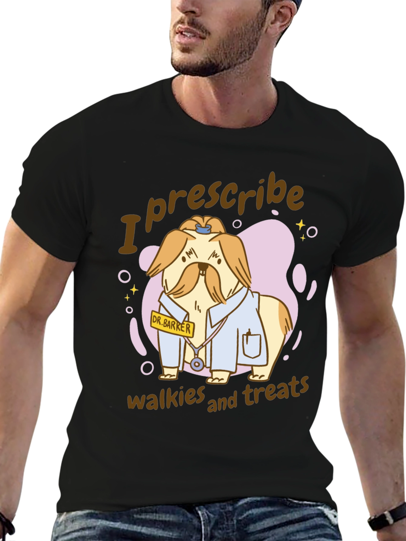 Camiseta Negra con Diseño de Perro Doctor
