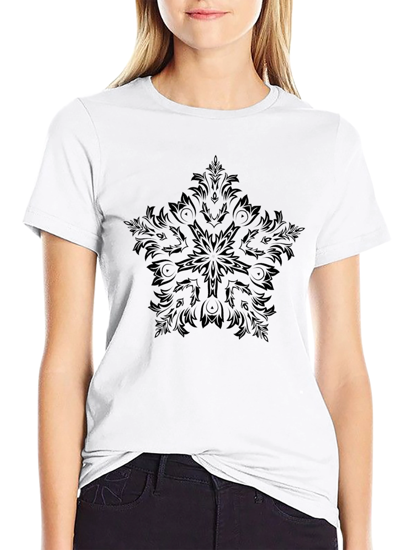 Camiseta Negra Estampada Mandala para Hombre