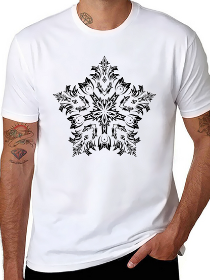 Camiseta Negra Estampada Mandala para Hombre