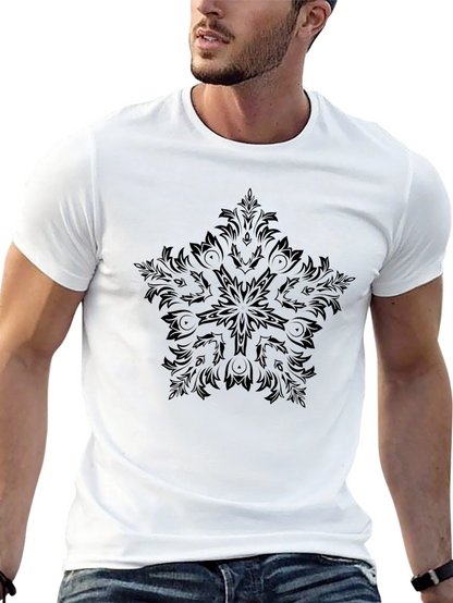 Camiseta Negra Estampada Mandala para Hombre
