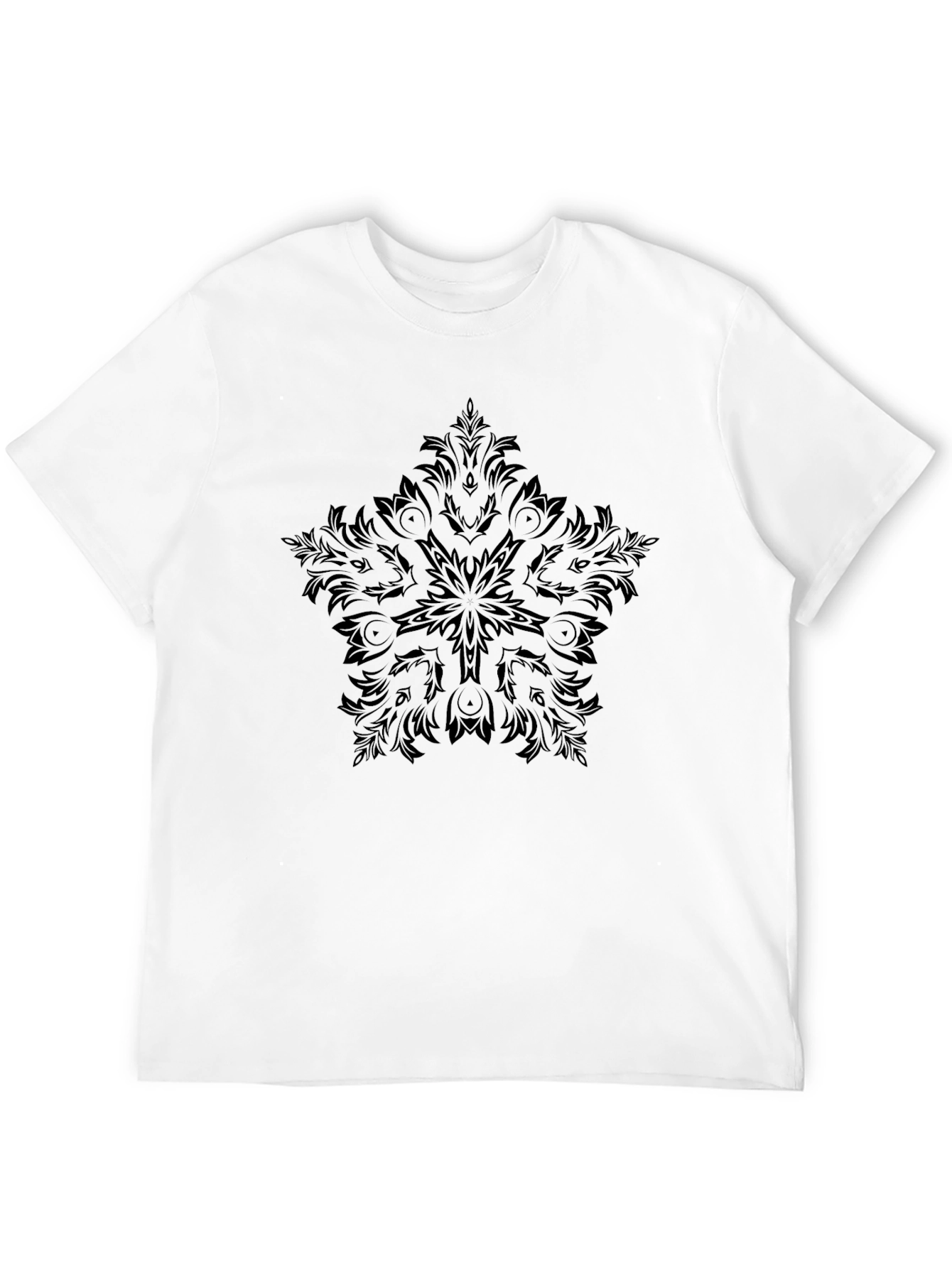 Camiseta Negra Estampada Mandala para Hombre