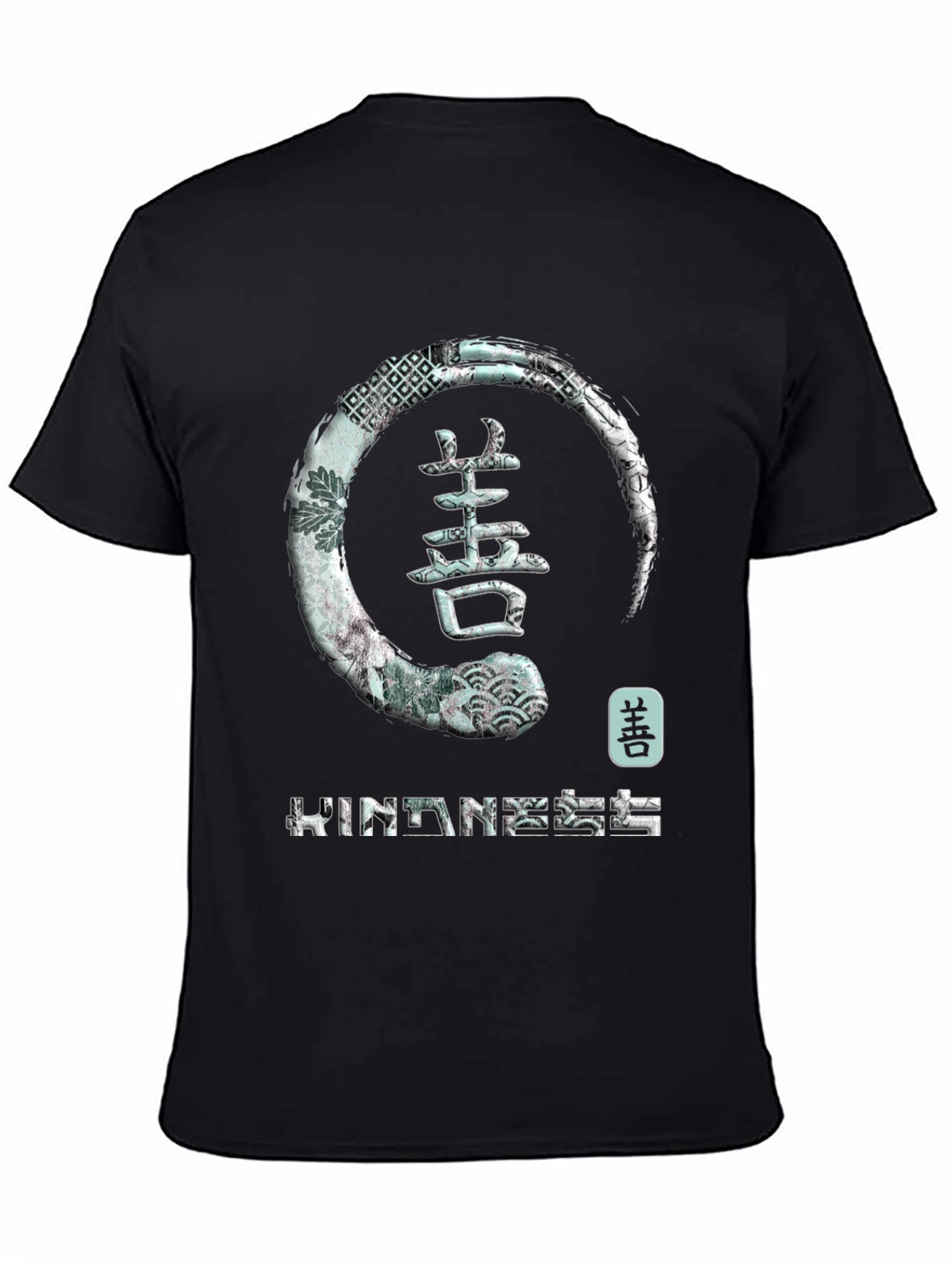 Camiseta Negra con Diseño Zen Bondad