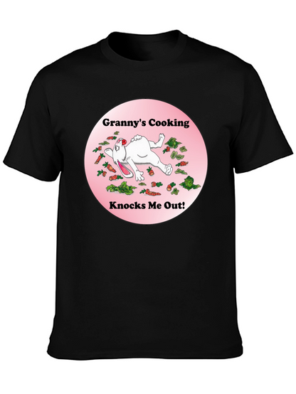 Camiseta Negra: Grannys Cooking Knocks Me Out!