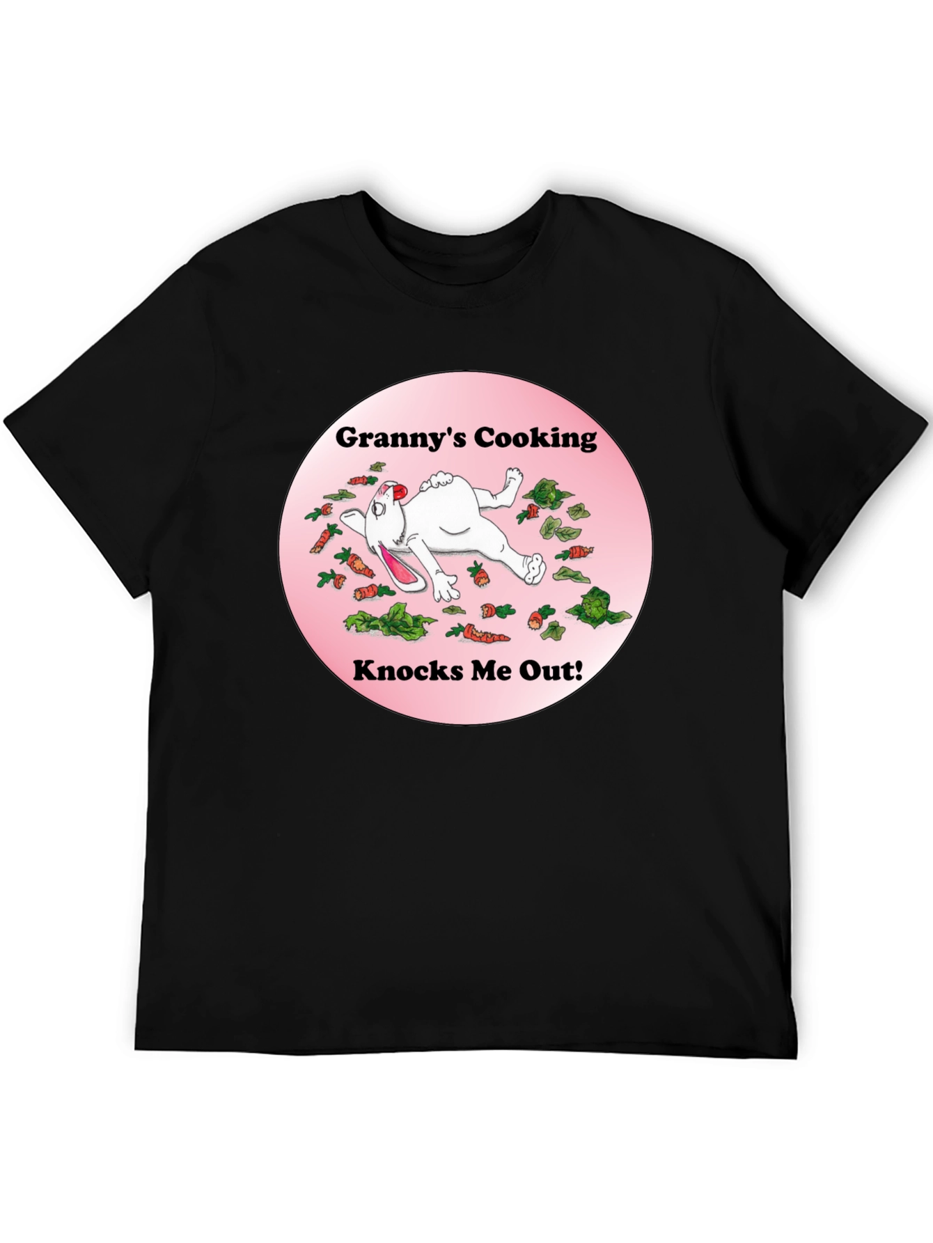 Camiseta Negra: Grannys Cooking Knocks Me Out!