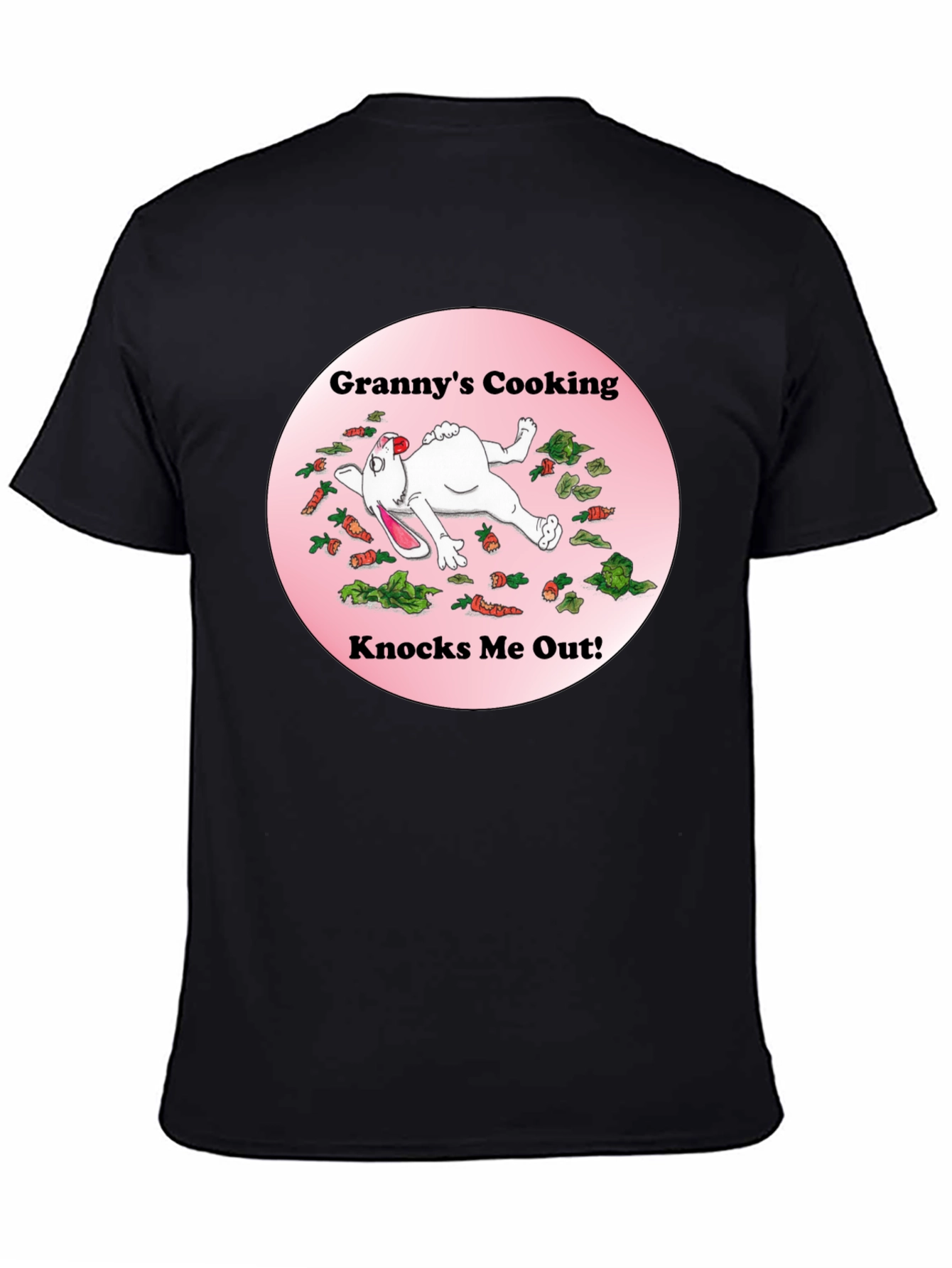 Camiseta Negra: Grannys Cooking Knocks Me Out!