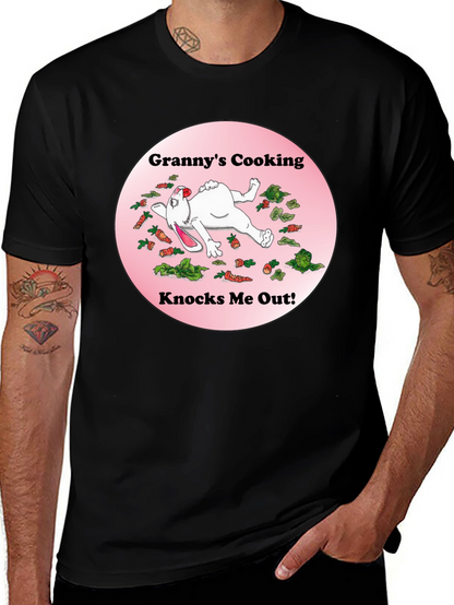 Camiseta Negra: Grannys Cooking Knocks Me Out!