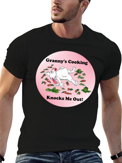 Camiseta Negra: Grannys Cooking Knocks Me Out!