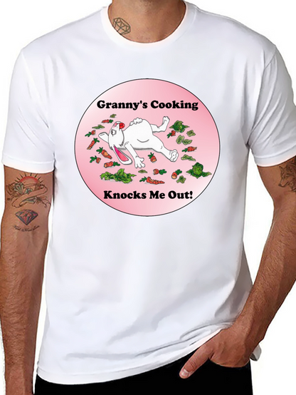Camiseta Negra: Grannys Cooking Knocks Me Out!