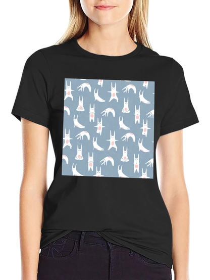 Camiseta Negra con Diseño de Conejos Yoga