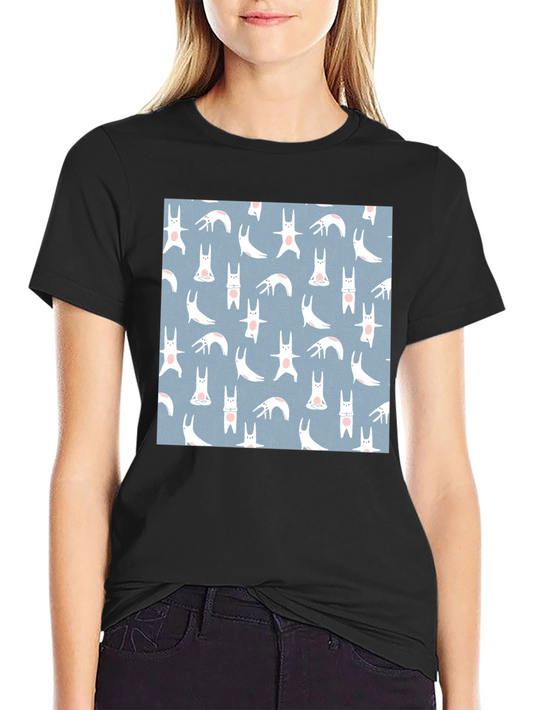 Camiseta Negra con Diseño de Conejos Yoga