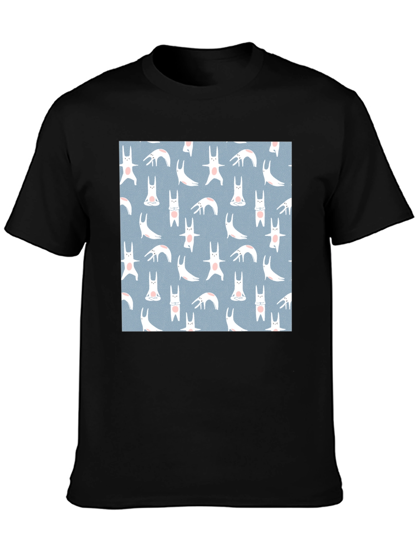 Camiseta Negra con Diseño de Conejos Yoga