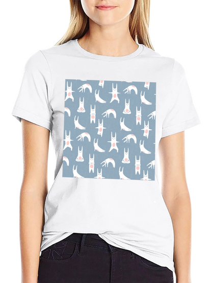 Camiseta Negra con Diseño de Conejos Yoga