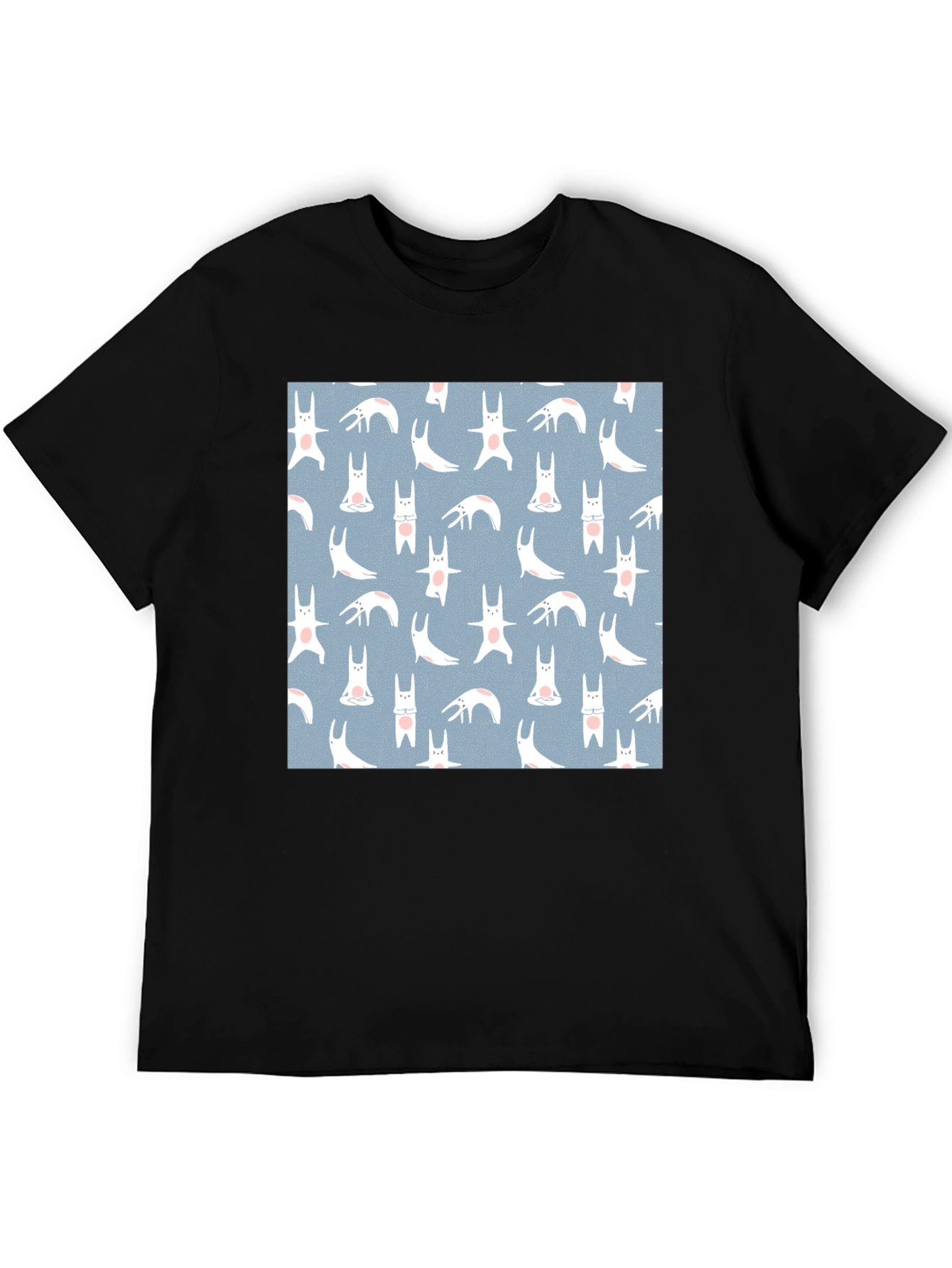 Camiseta Negra con Diseño de Conejos Yoga