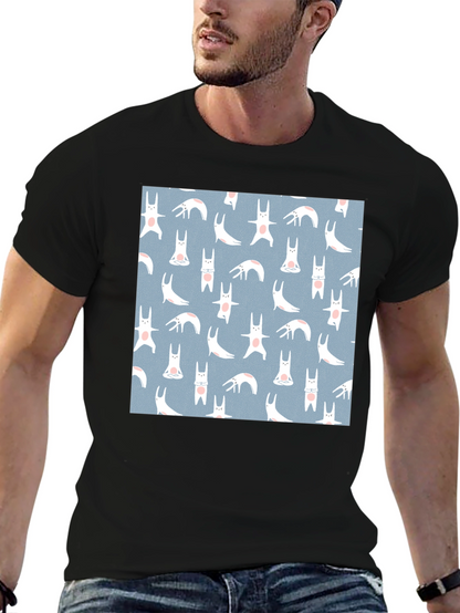 Camiseta Negra con Diseño de Conejos Yoga
