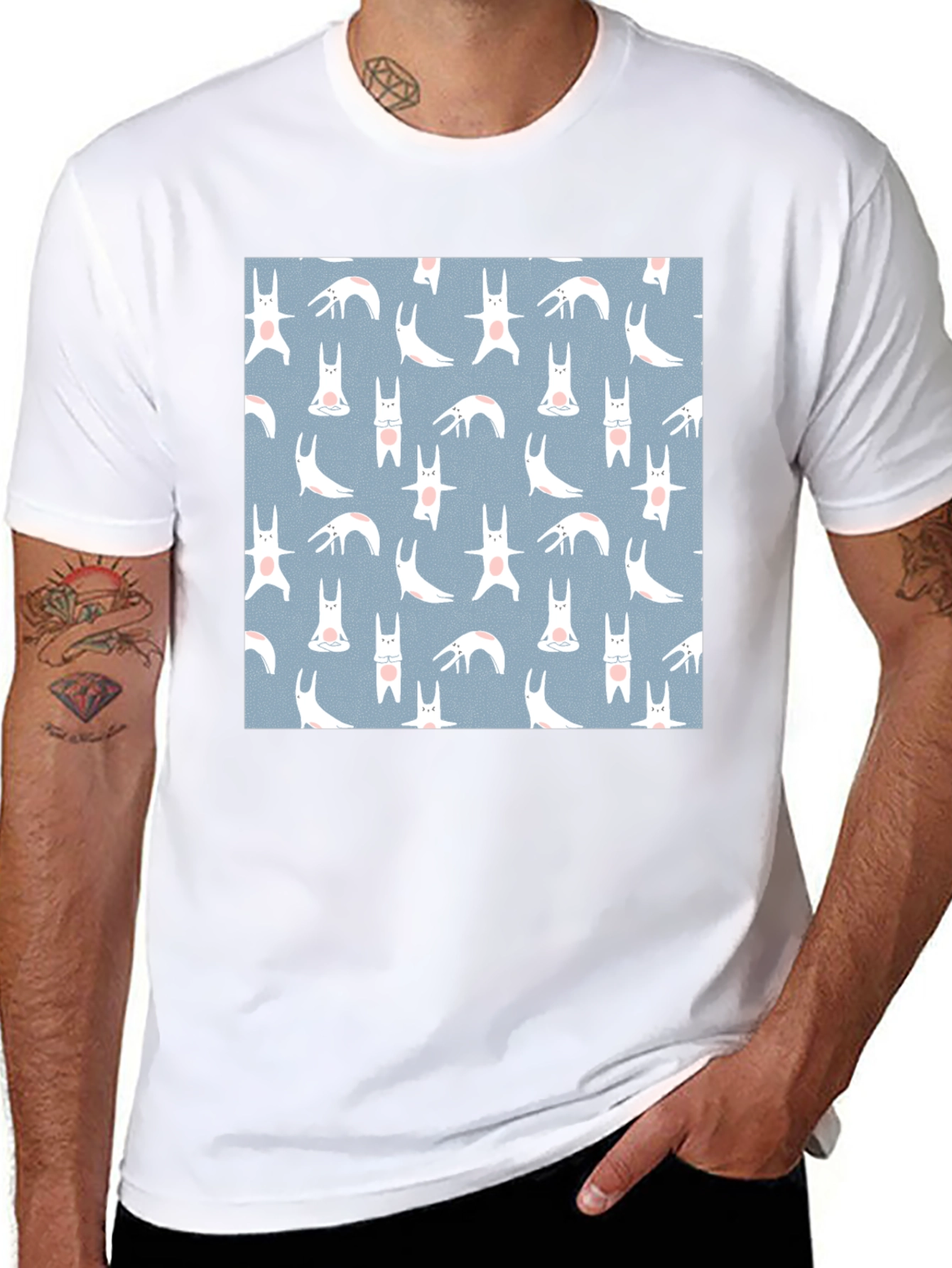 Camiseta Negra con Diseño de Conejos Yoga