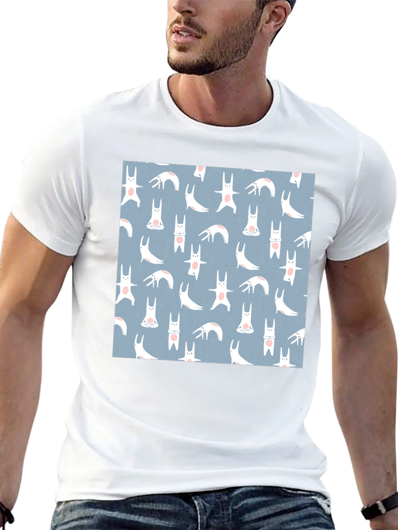 Camiseta Negra con Diseño de Conejos Yoga