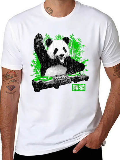 Camiseta Panda DJ Negra para Hombre