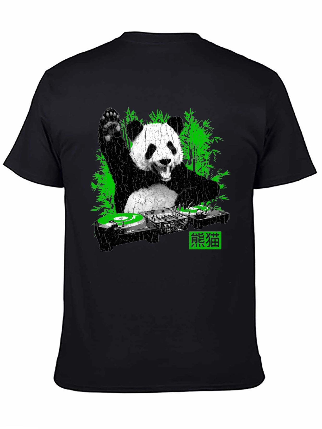 Camiseta Panda DJ Negra para Hombre