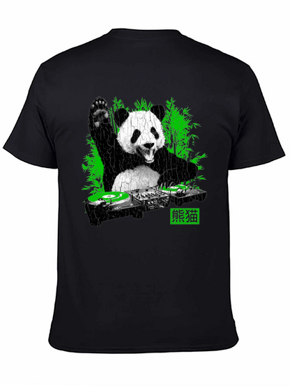 Camiseta Panda DJ Negra para Hombre