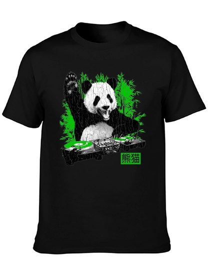 Camiseta Panda DJ Negra para Hombre