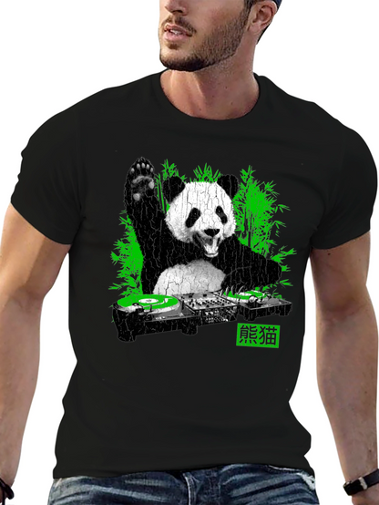 Camiseta Panda DJ Negra para Hombre