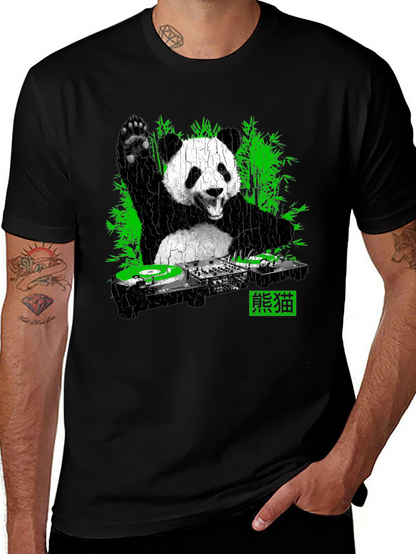 Camiseta Panda DJ Negra para Hombre
