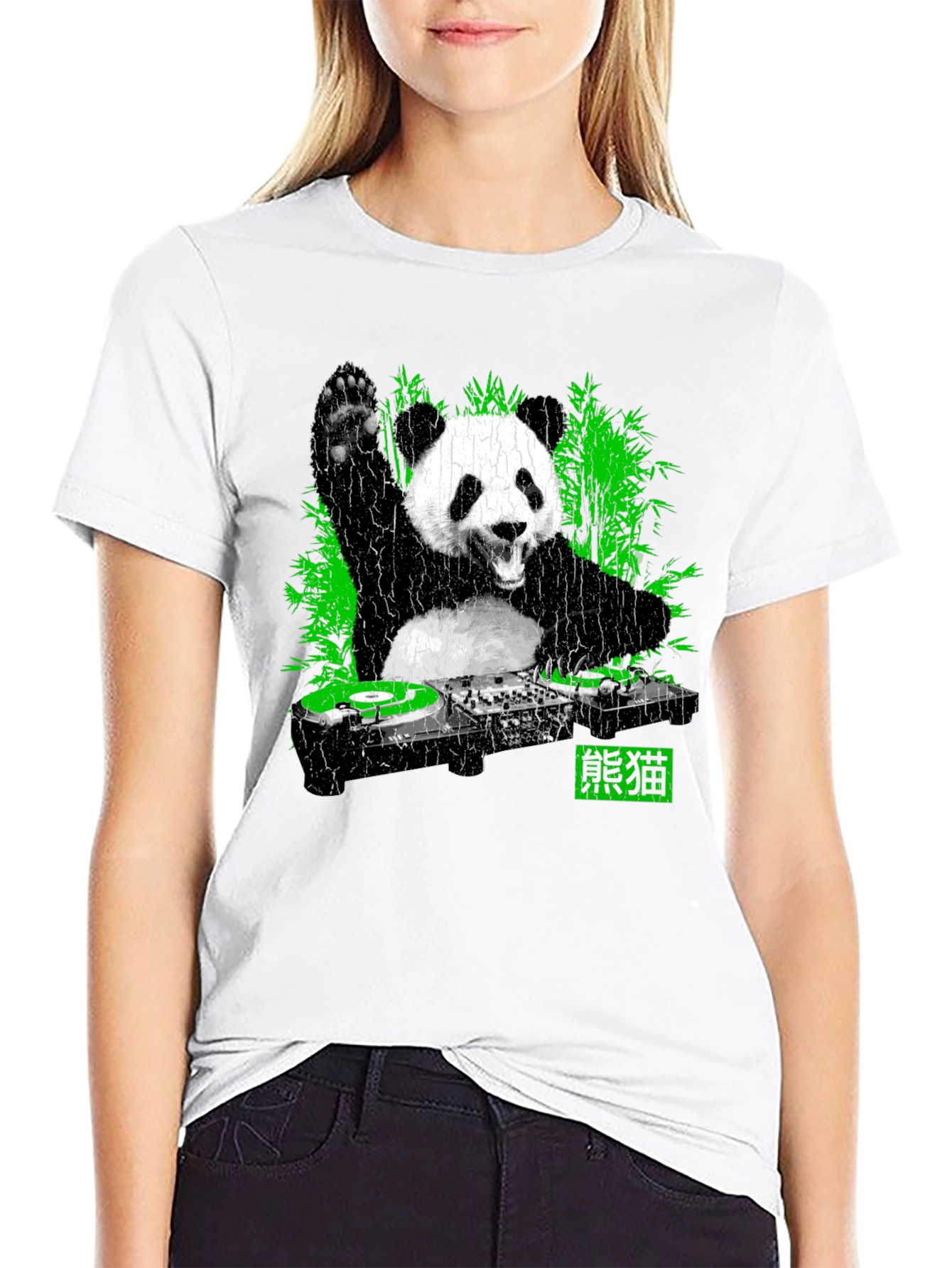 Camiseta Panda DJ Negra para Hombre