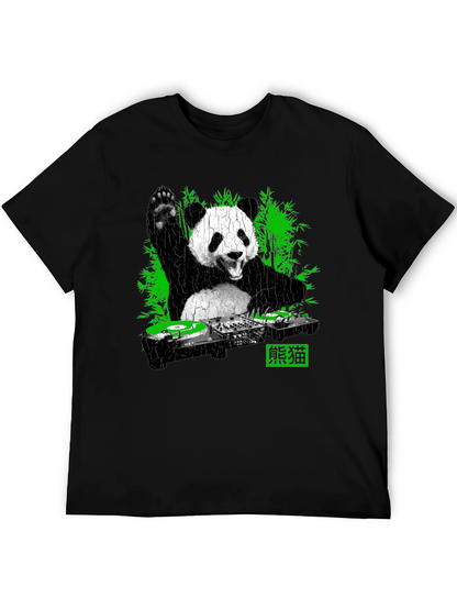 Camiseta Panda DJ Negra para Hombre