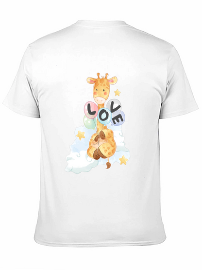 Camiseta Negra con Diseño de Jirafa y Globos LOVE
