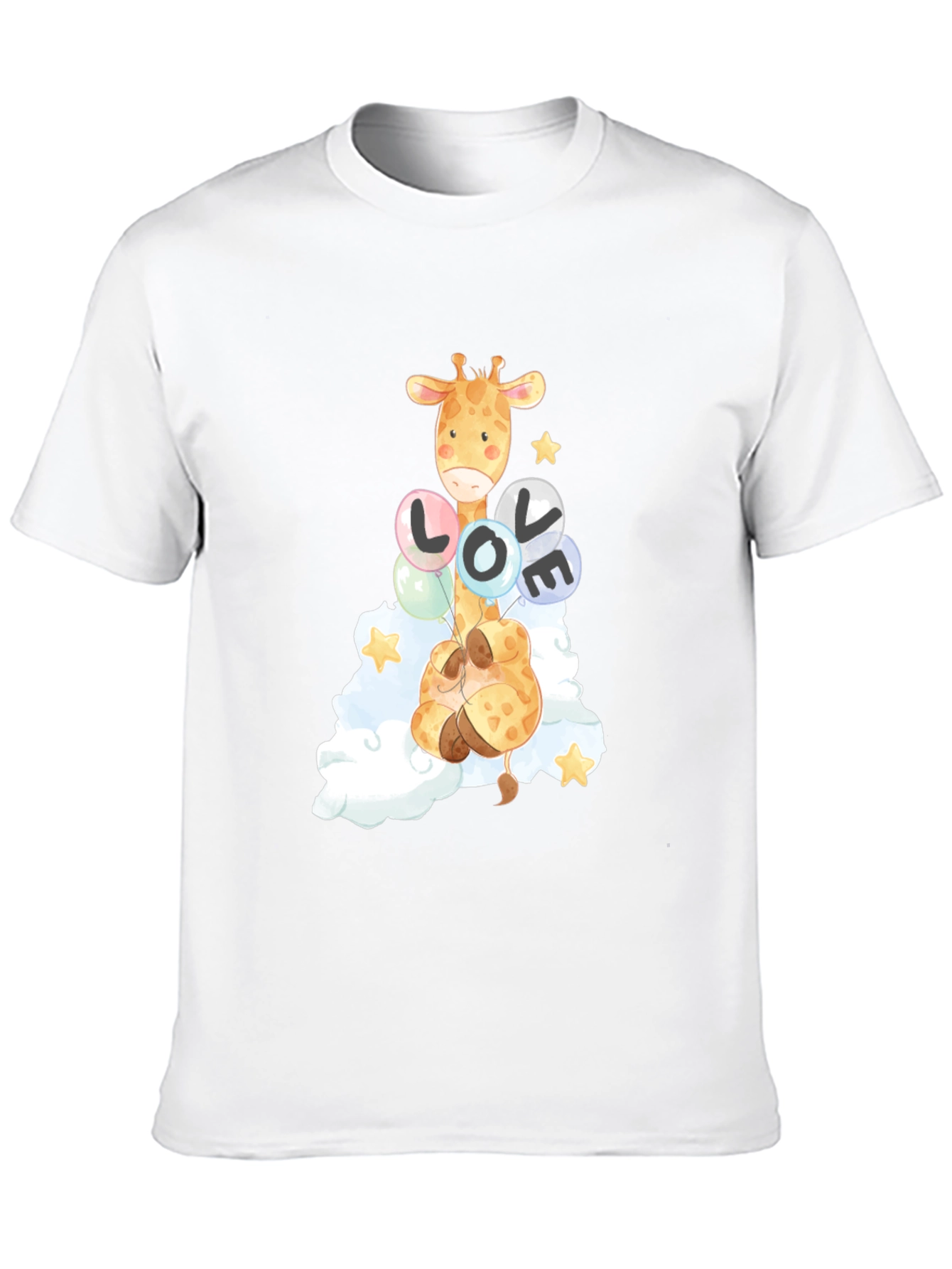 Camiseta Negra con Diseño de Jirafa y Globos LOVE