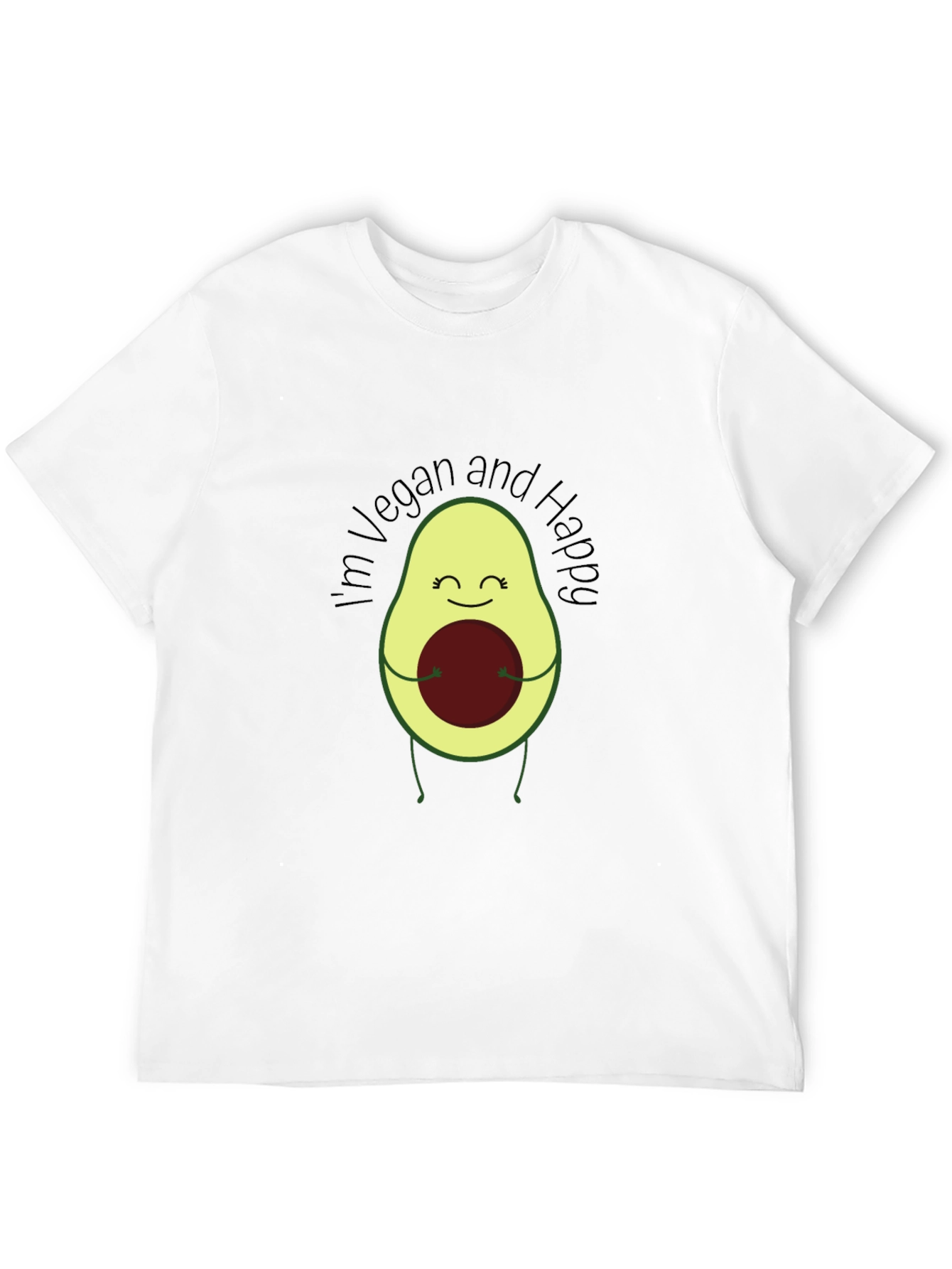 Camiseta Negra Vegana Feliz con Aguacate