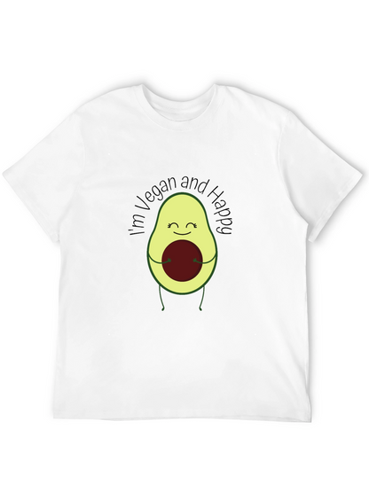 Camiseta Negra Vegana Feliz con Aguacate