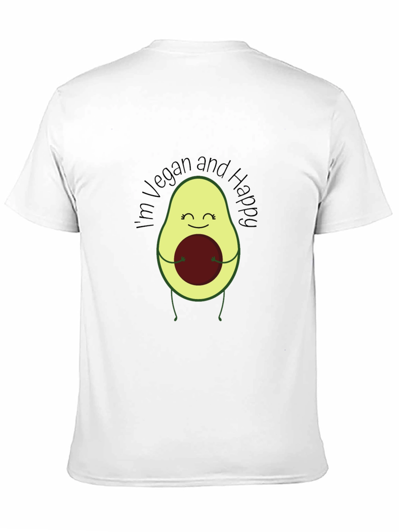 Camiseta Negra Vegana Feliz con Aguacate