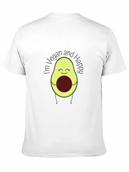 Camiseta Negra Vegana Feliz con Aguacate