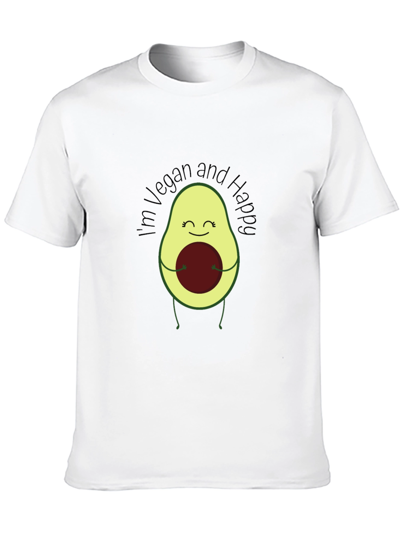 Camiseta Negra Vegana Feliz con Aguacate