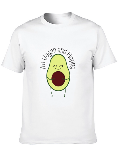 Camiseta Negra Vegana Feliz con Aguacate